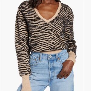 NWT Astr The Label Tiger Print Sweater | Brown Tan Black | Size XS